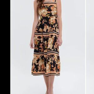 AUGUST SKY Sleeveless Tiered Midi Dress - Size Medium